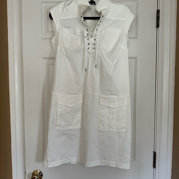 NWOT, W by Worth, grommet tie front white dress - Picture 1 of 8